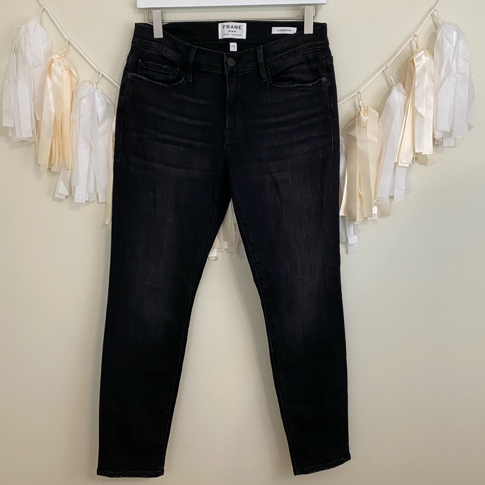 FRAME Le Garcon Cropped Mid-Rise Jeans Black